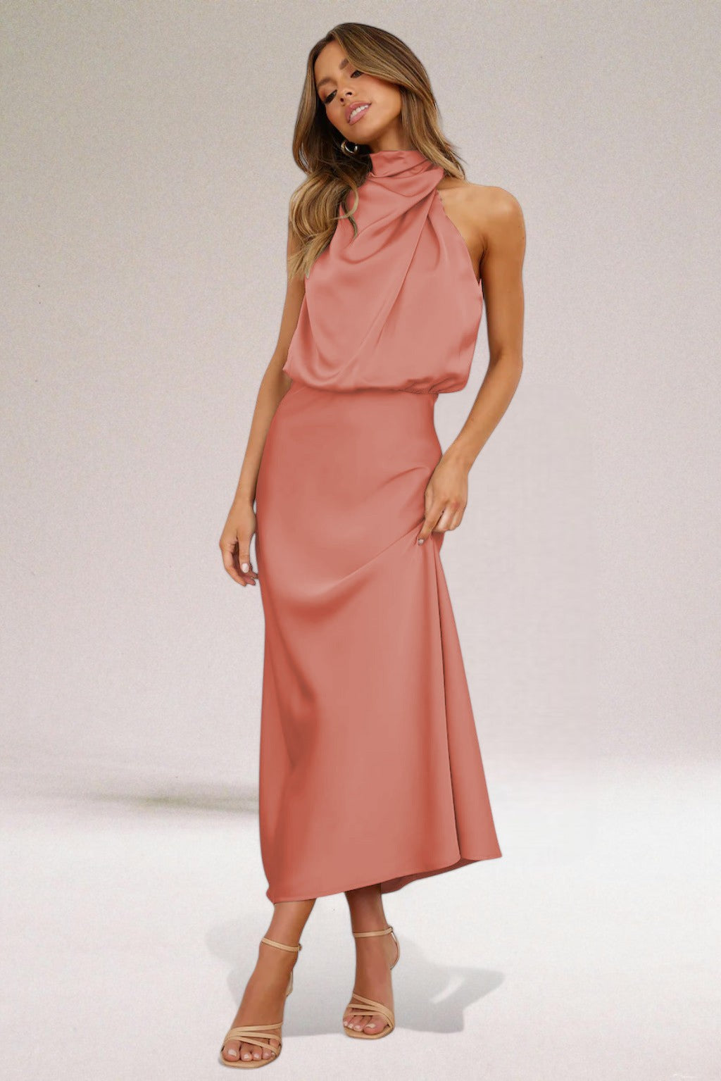 FOR EVER EST™ | Graceful Satin Halter Dress