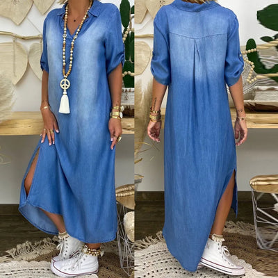FOR EVER EST™ | Long Denim-Style Dress