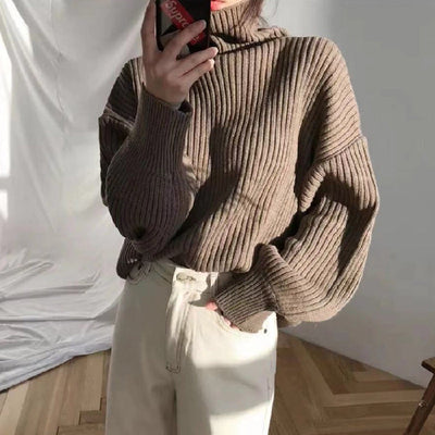 FOR EVER EST™ | Luxury Pullover with High Collar and Balloon Sleeves