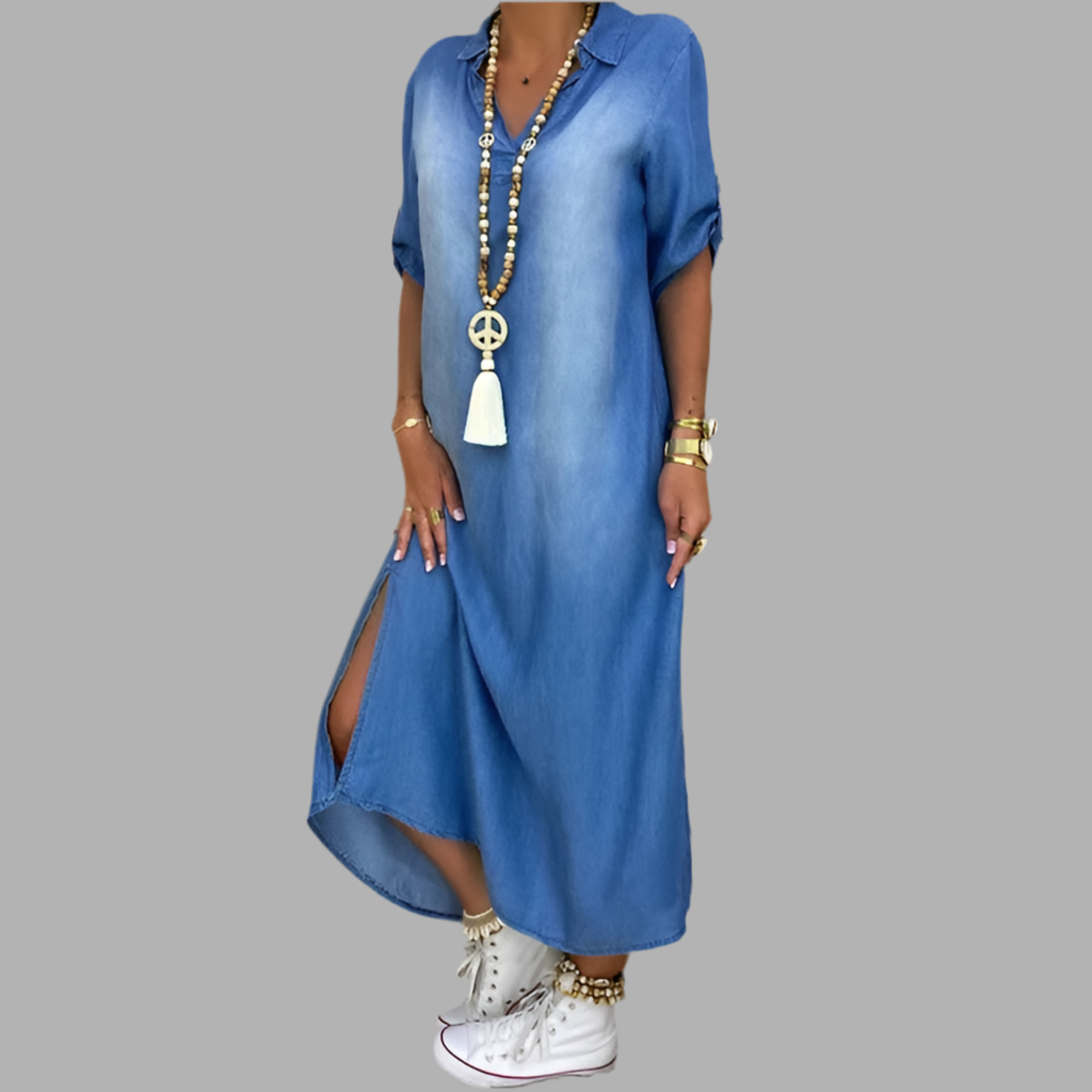 FOR EVER EST™ | Long Denim-Style Dress
