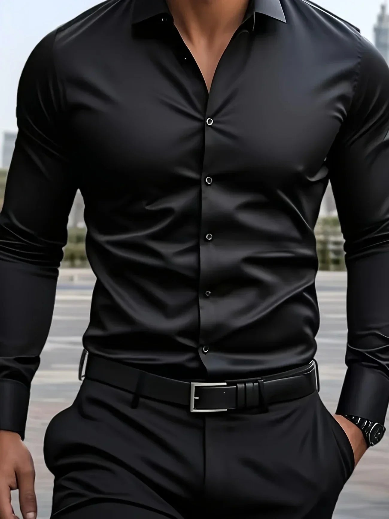 FOR EVER EST™ | Elegant Long-Sleeved Shirt with Buttons